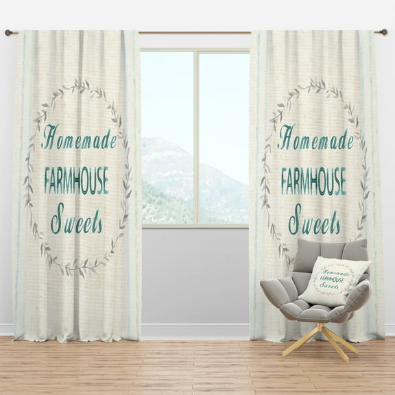 Designart 'Farmhouse Quote On Florals IX' Farmhouse Curtain Panel
