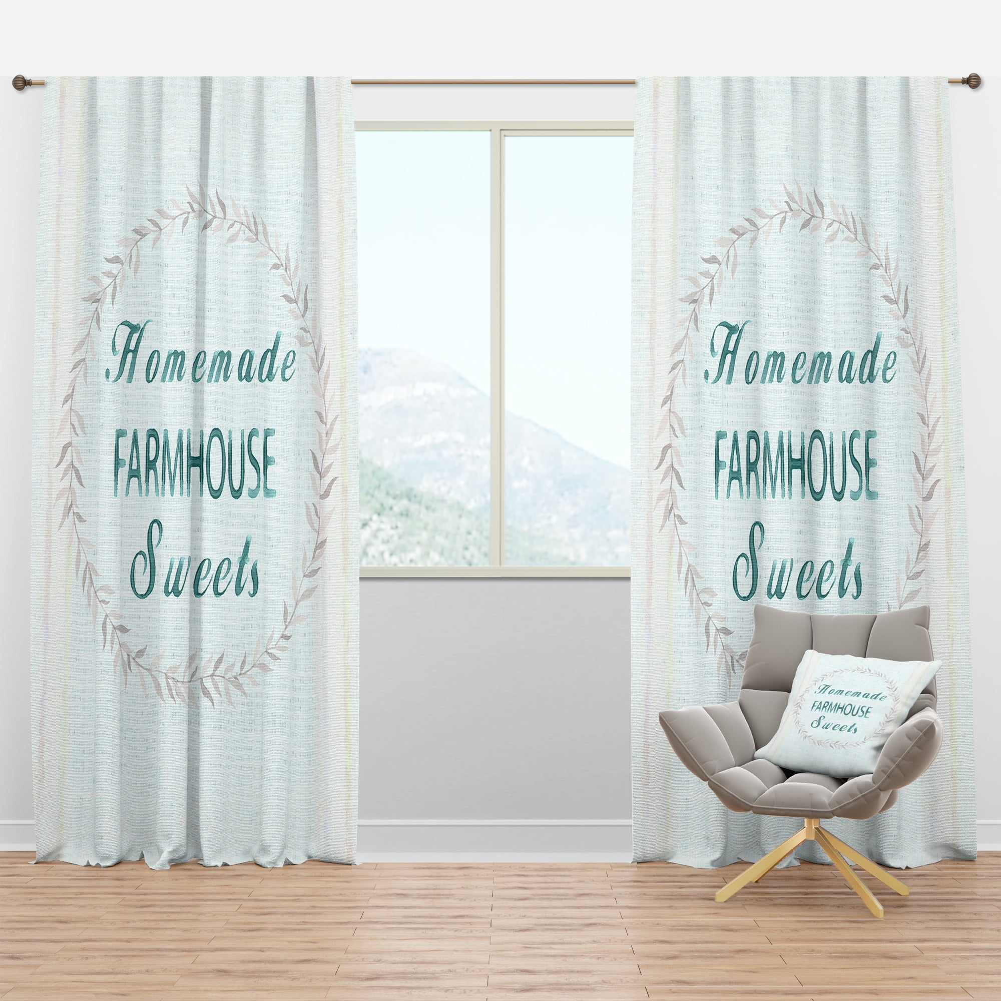 Designart 'Farmhouse Quote On Florals X' Farmhouse Blackout Curtain Panel