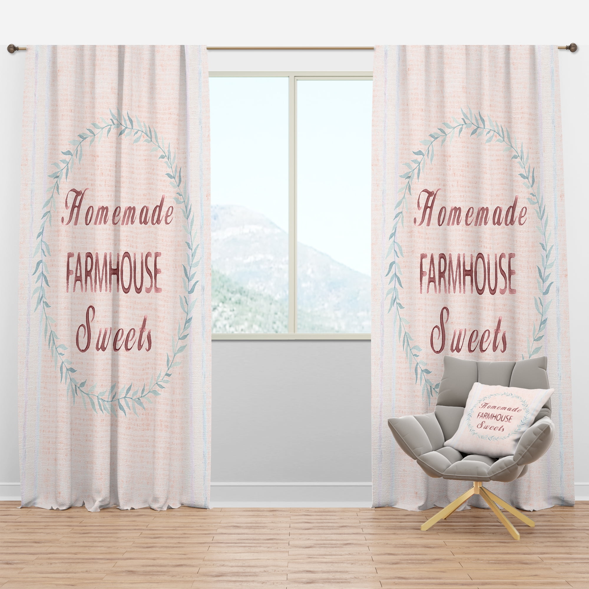 Designart 'Farmhouse Quote On Florals XI' Farmhouse Curtain Panel