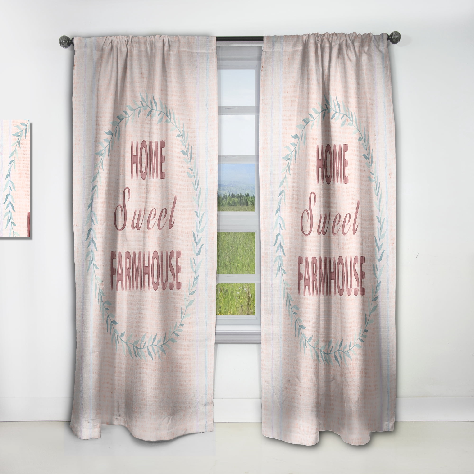 Designart 'Farmhouse Quote On Florals XIV' Farmhouse Curtain Panel