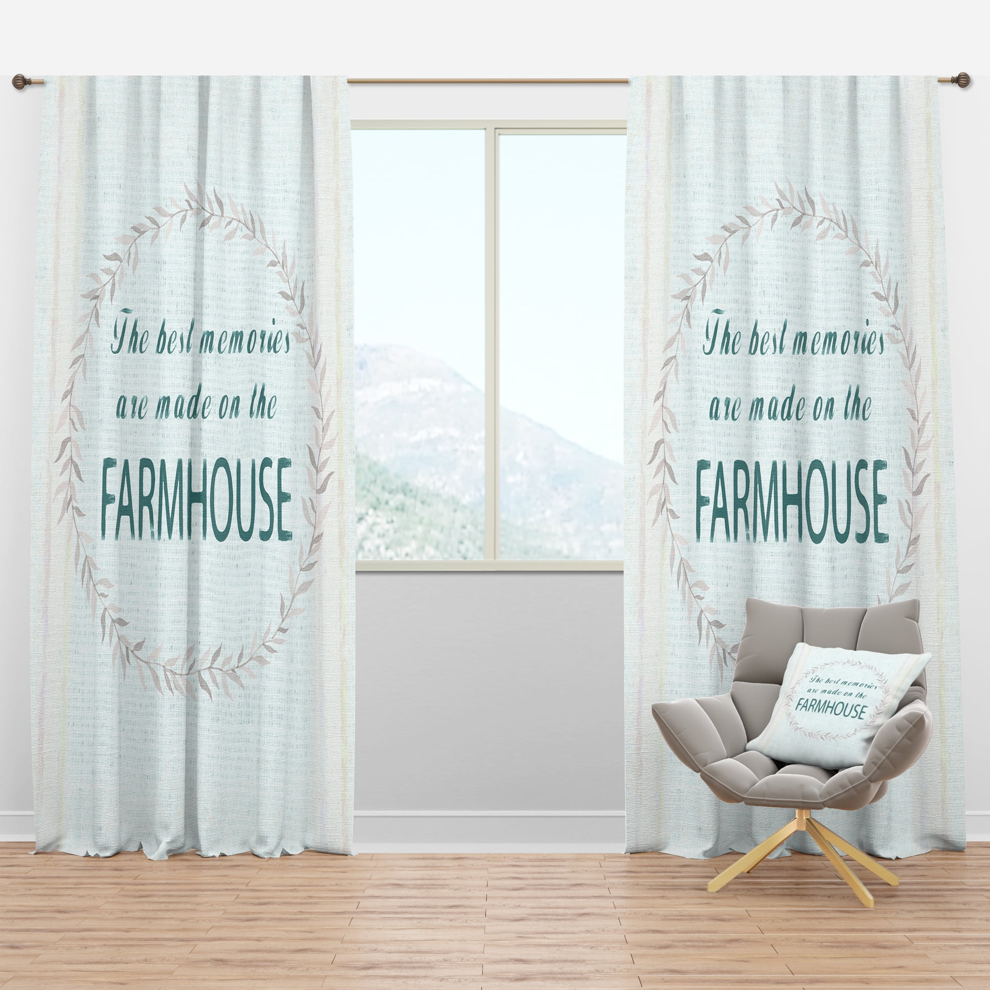 Designart 'Farmhouse Quote On Florals XVI' Farmhouse Blackout Curtain Panel