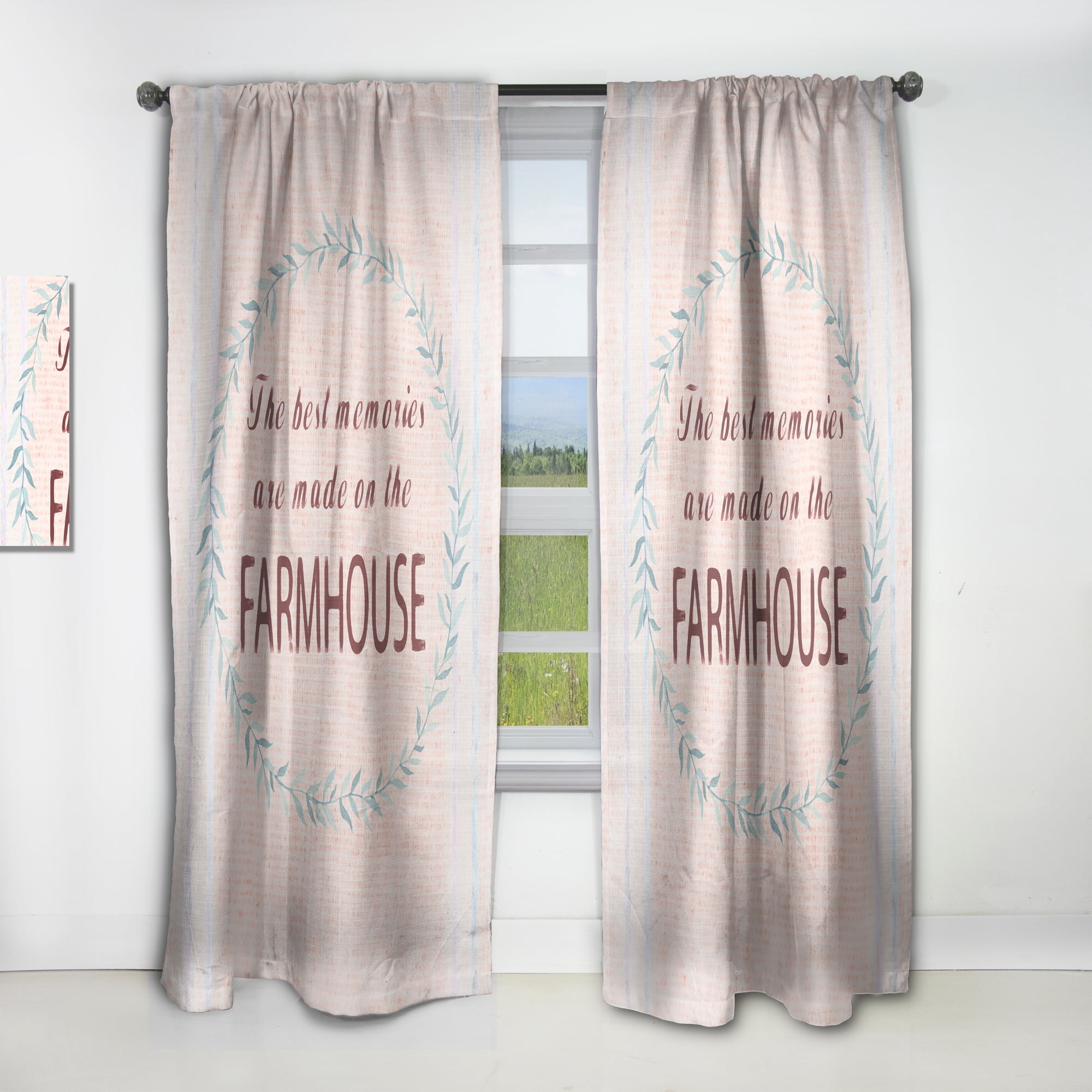 Designart 'Farmhouse Quote On Florals XVII' Farmhouse Curtain Panel