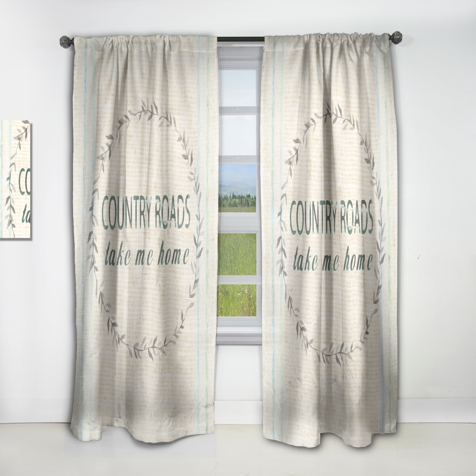 Designart 'Farmhouse Quote On Florals XVIII' Farmhouse Curtain Panel