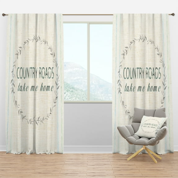 Designart 'Farmhouse Quote On Florals XVIII' Farmhouse Curtain Panel