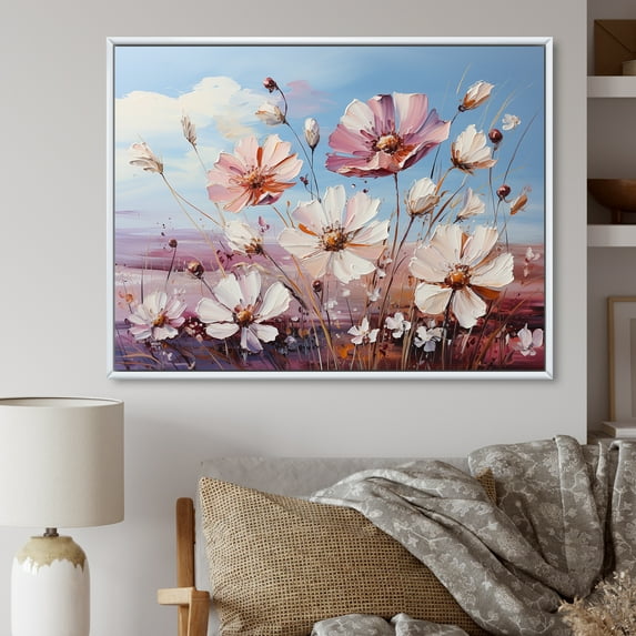 Designart "Farmhouse'S Purple Wildflower Allure" Wildflowers Floater Framed Canvas Wall Art