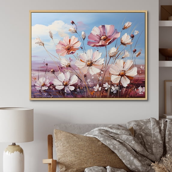 Designart "Farmhouse'S Purple Wildflower Allure" Wildflowers Floater Framed Canvas Wall Art