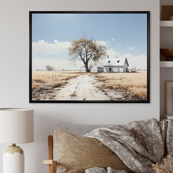 Designart "Farmhouse Simplicity Path IV" Farm Floater Framed Canvas Print