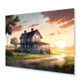 thumbnail image 1 of Designart "Farmhouse Sunset Burning Sky III" Farm Landscape Metal Art Living Room, 1 of 5