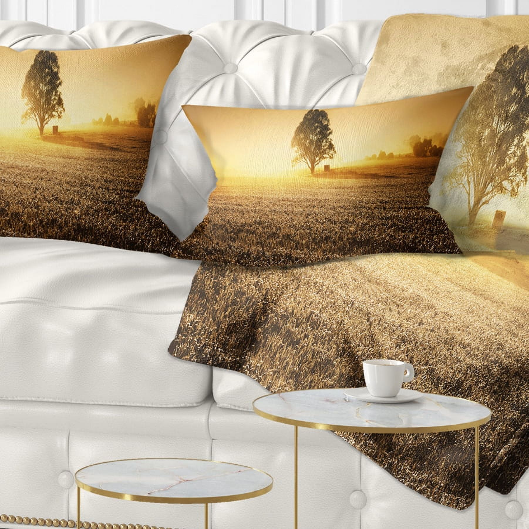 Designart Farmland Panorama - Landscape Photography Throw Pillow - 12x20