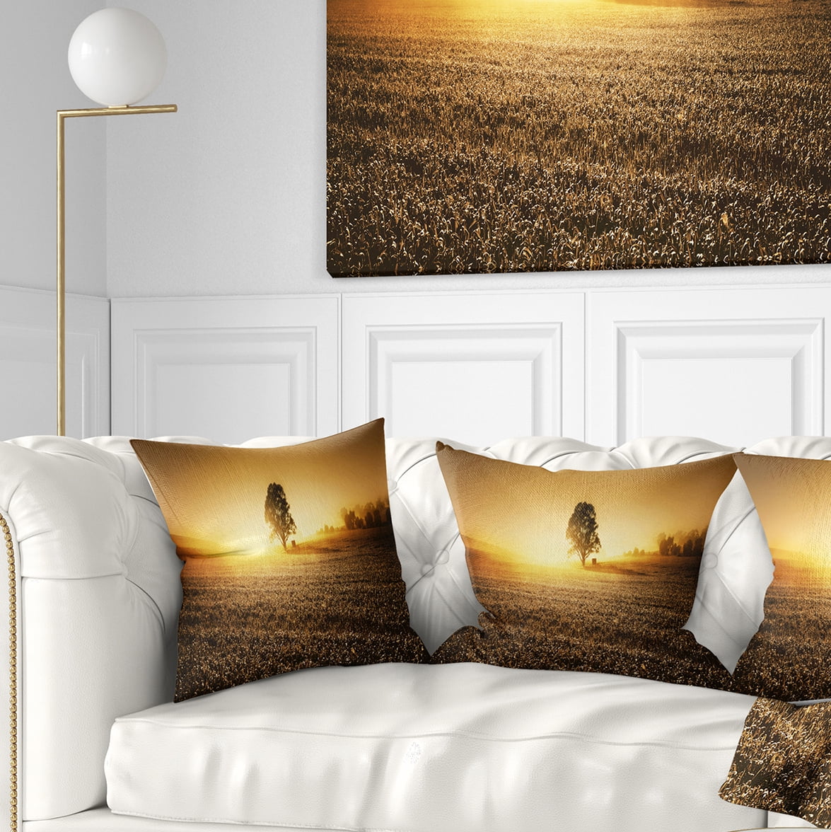 Designart Farmland Panorama - Landscape Photography Throw Pillow - 18x18