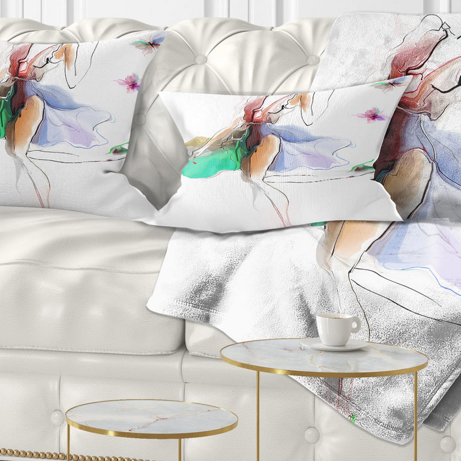 Designart Fashion Girl in Multiple Colors - Portrait Throw Pillow - 12x20