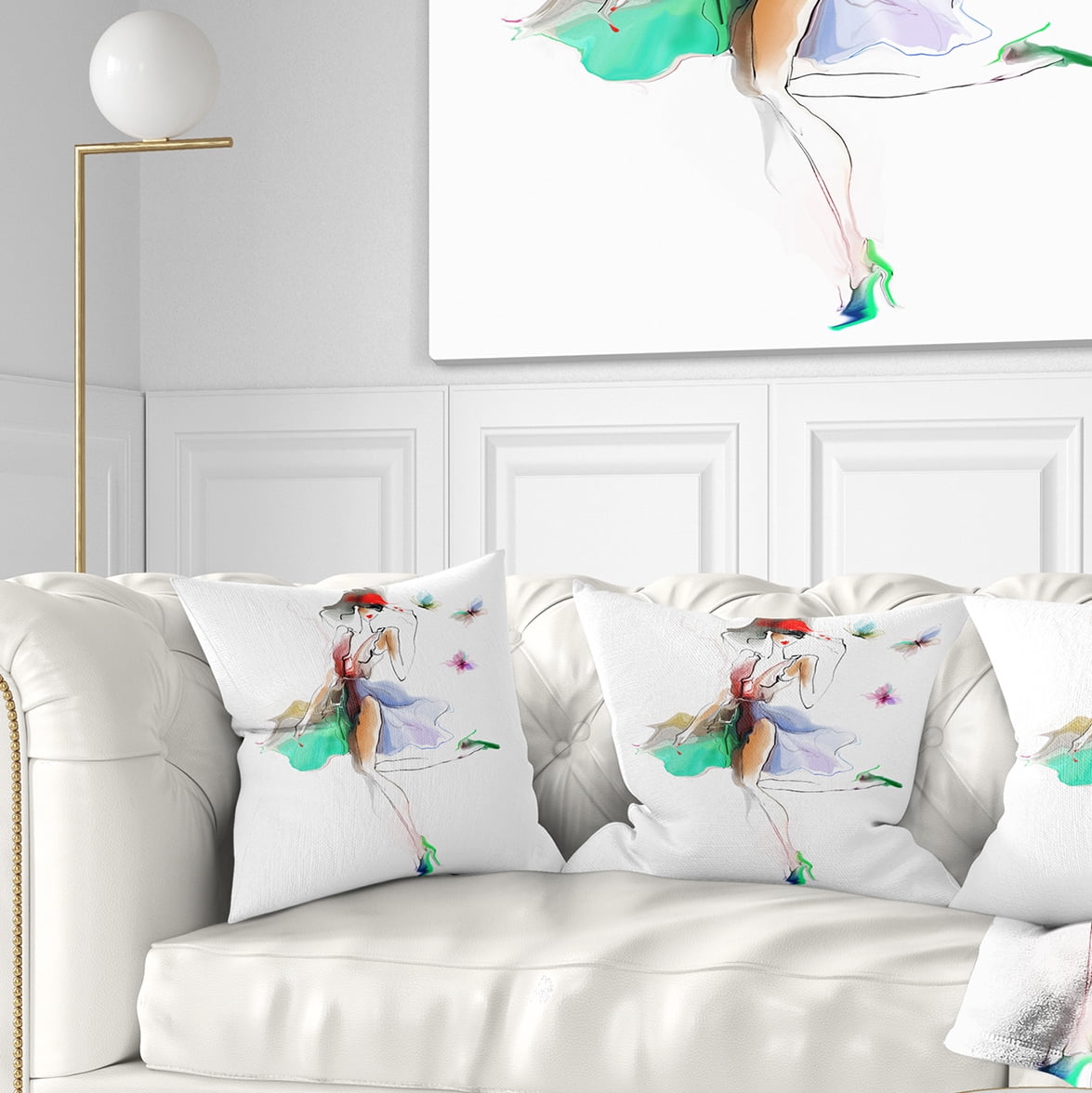 Designart Fashion Girl in Multiple Colors - Portrait Throw Pillow - 16x16