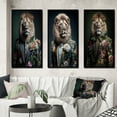 thumbnail image 1 of Designart "Fashion Lion with Flower Suit Glamorous II" Animals Lion Framed Wall Art Set Of 3 - Brown Lion Frame Canvas Set For Living Room Decor, 1 of 6