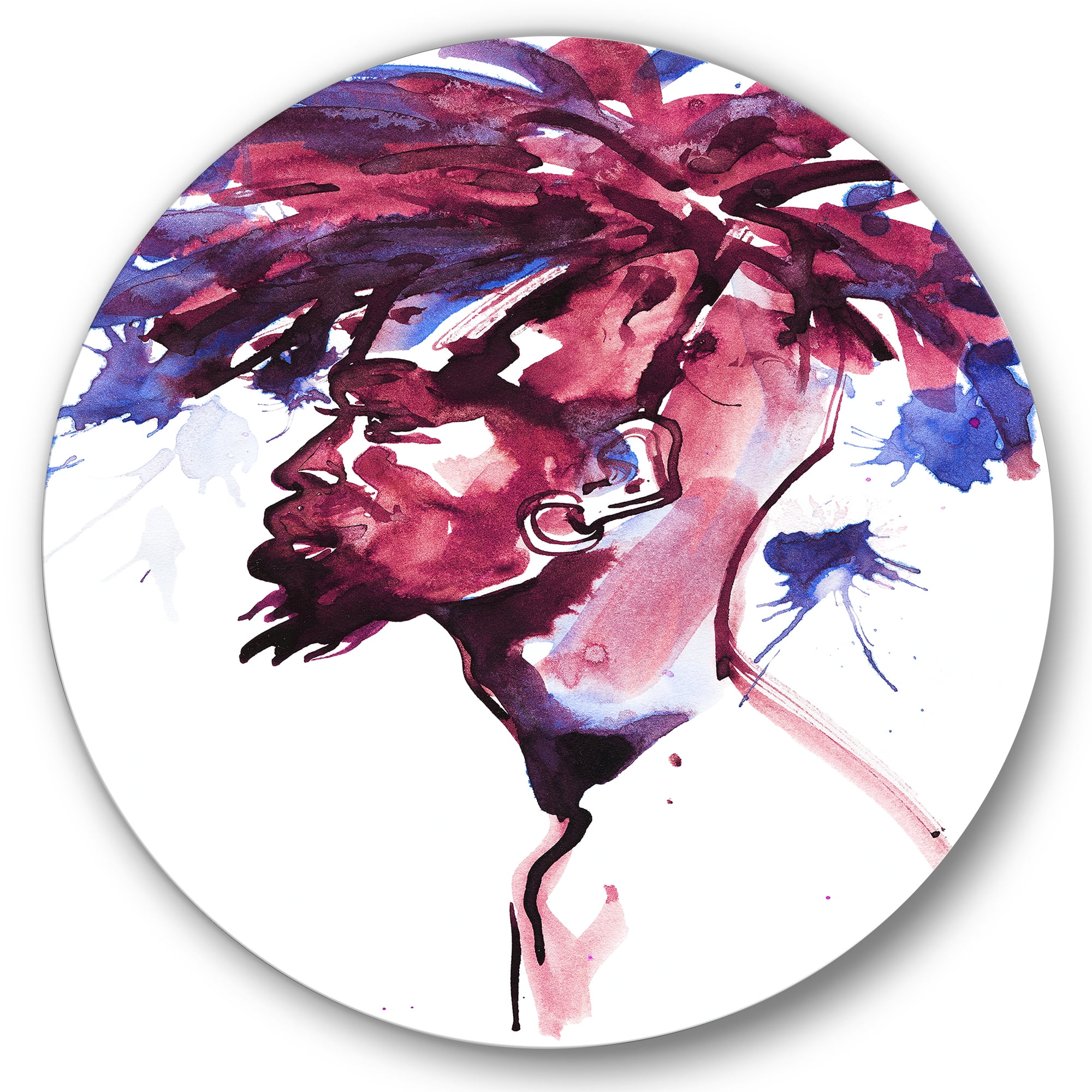 Designart 'Fashion Portrait of Handsome African Man' Modern Circle Metal Wall Art 11x11 - Disc of 11