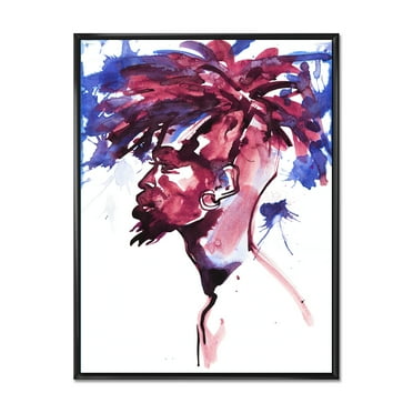 Designart 'Fashion Portrait of Handsome African Man' Modern Framed Canvas Wall Art Print