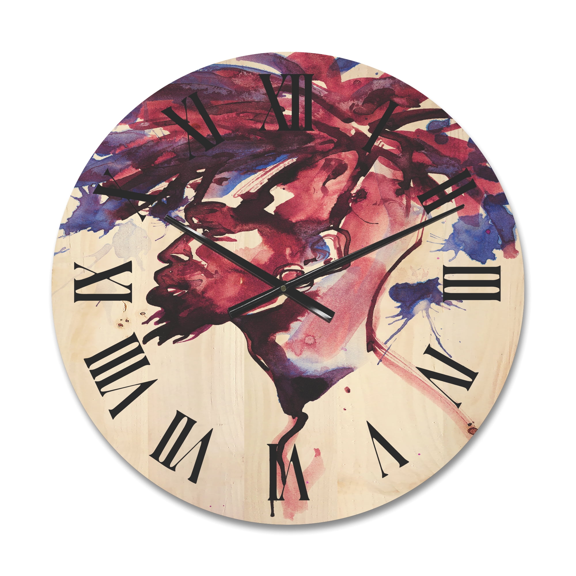 Designart 'Fashion Portrait of Handsome African Man' Modern Wood Wall Clock