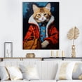 thumbnail image 1 of Designart "Fashion Portrait of a Brown Cat II" Animals Canvas Wall Art - Traditional Red Cat Fashion Entryway Wall Art, 1 of 6