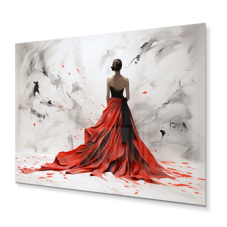knee length dresses for ladies Lady In Dress Metal Wall Art