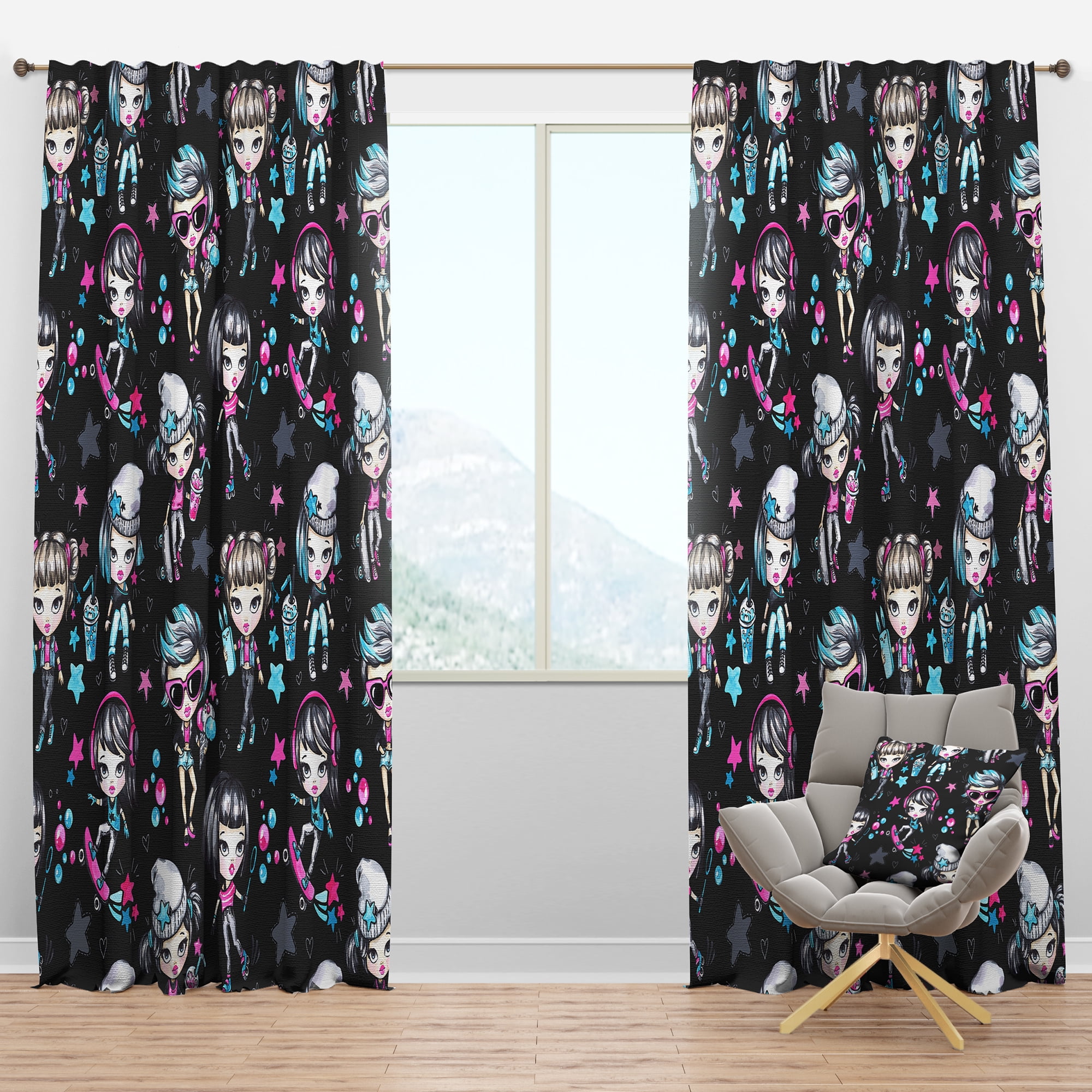 Designart 'Fashion Teenager Girl Glamorous' Modern Blackout Curtain Panel
