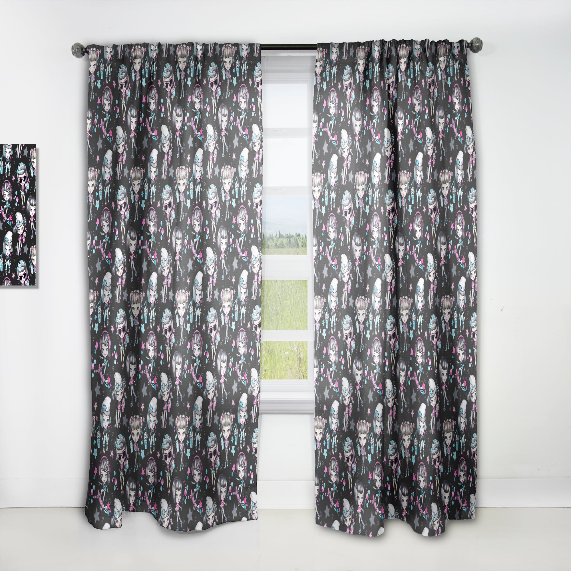 Designart 'Fashion Teenager Girl Glamorous' Modern Curtain Panel