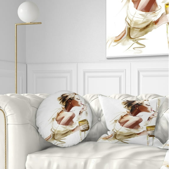 Designart Fashion Woman - Abstract Portrait Throw Pillow - 12x20