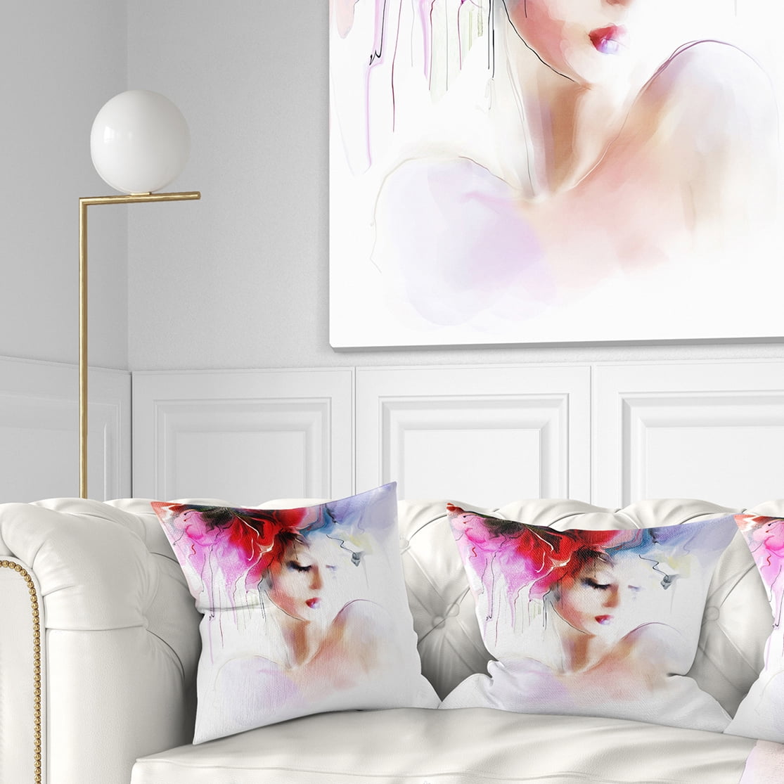 Designart Fashion Woman Illustration - Abstract Throw Pillow - 16x16