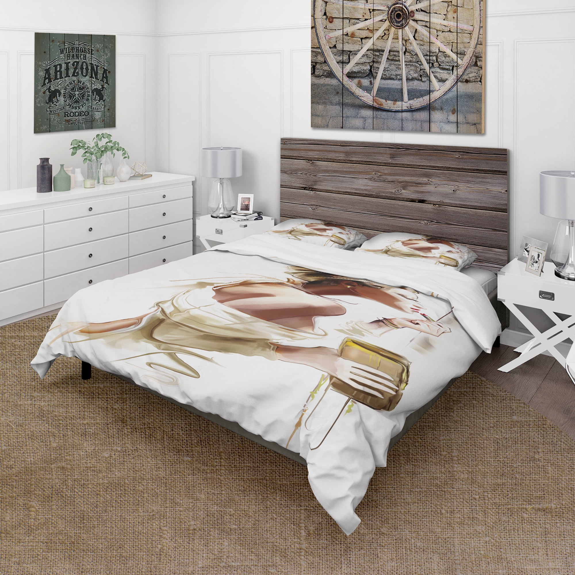Designart 'Fashion Woman' Traditional Duvet Cover Set