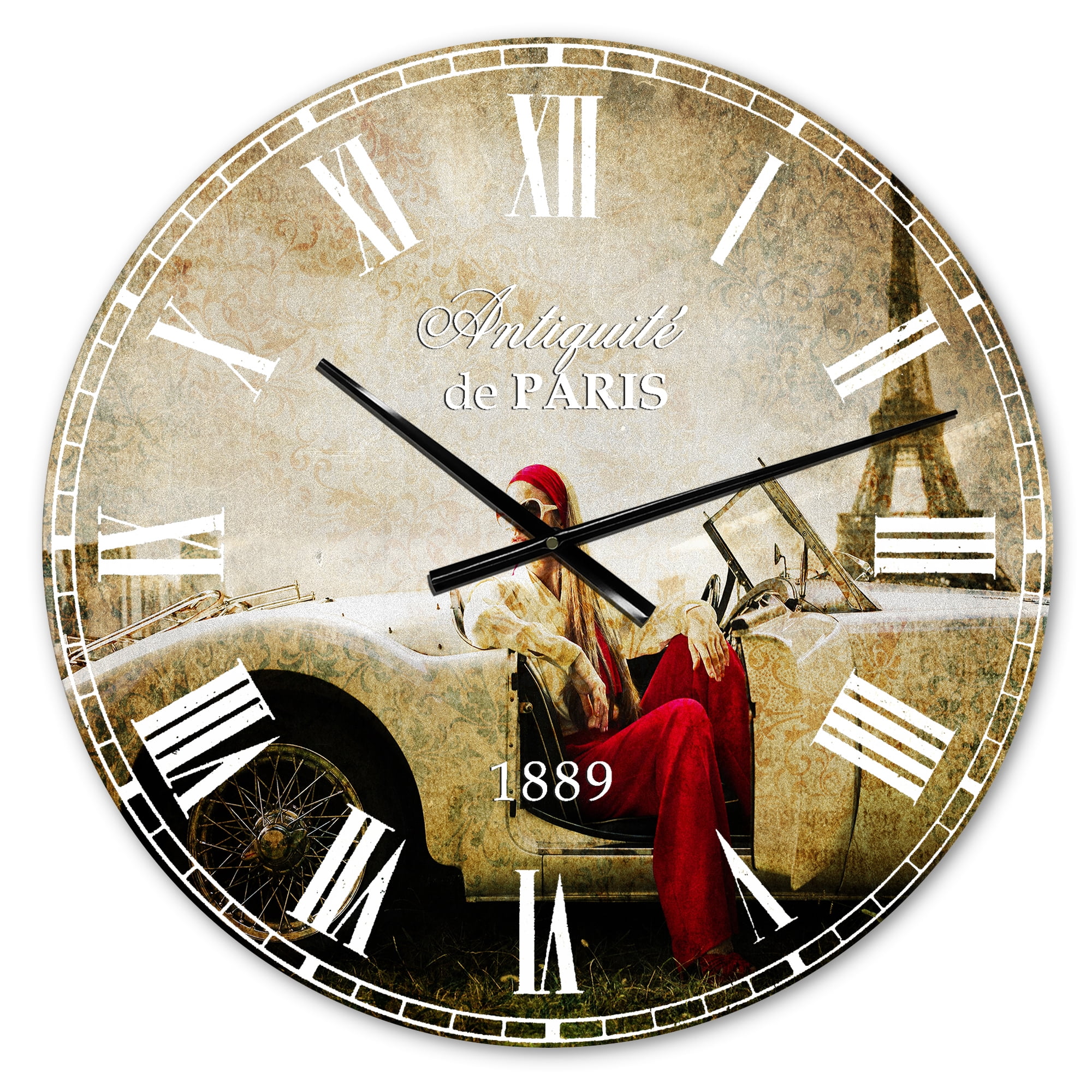 Designart 'Fashion Woman in Car' Glam wall clock