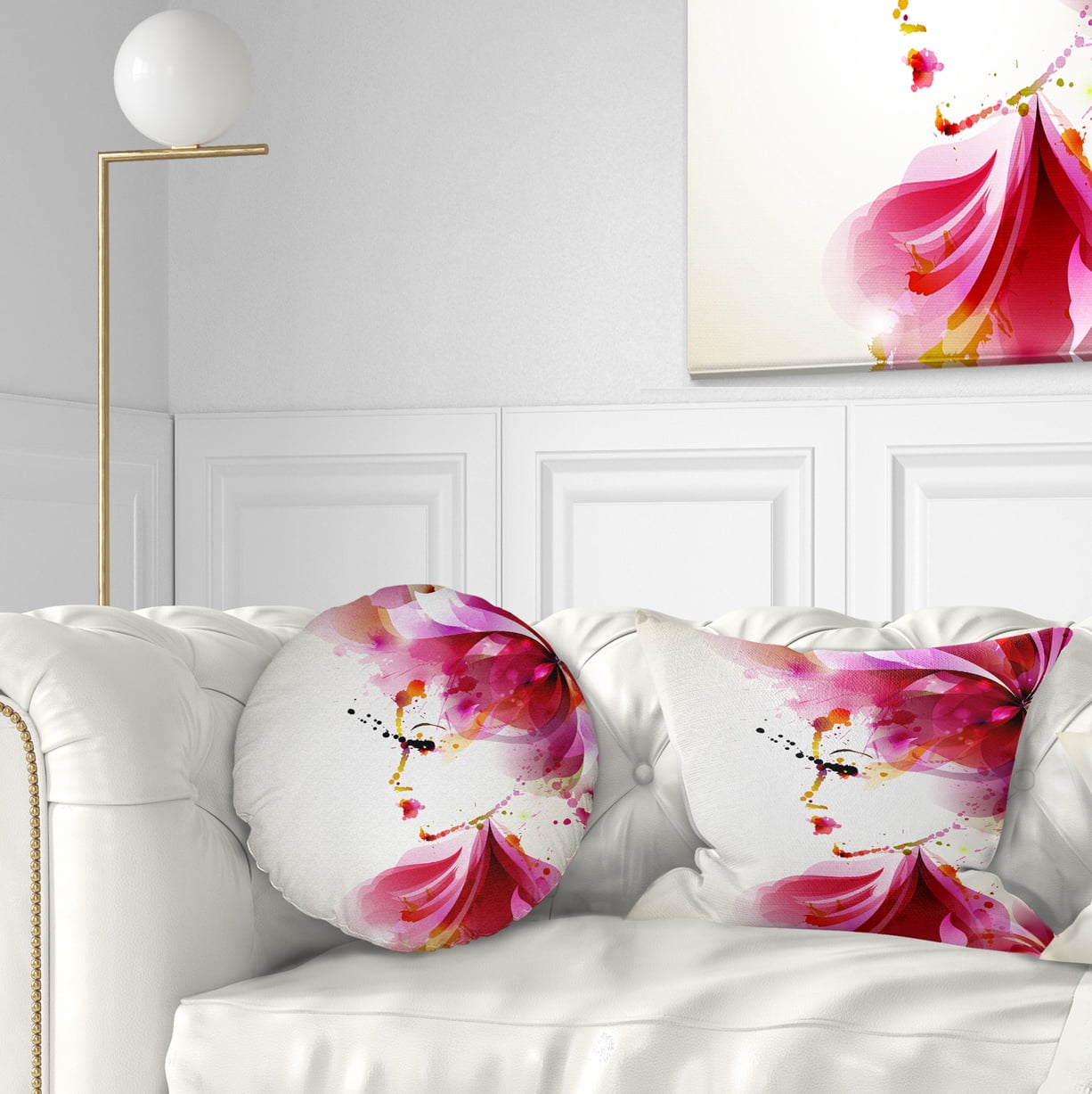 Designart Fashion Woman with Abstract Hair - Abstract Throw Pillow - 12x20