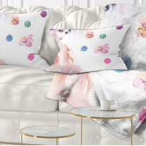 Designart Fashion Woman with Purple Shade - Watercolor Painting Throw Pillow - 12x20