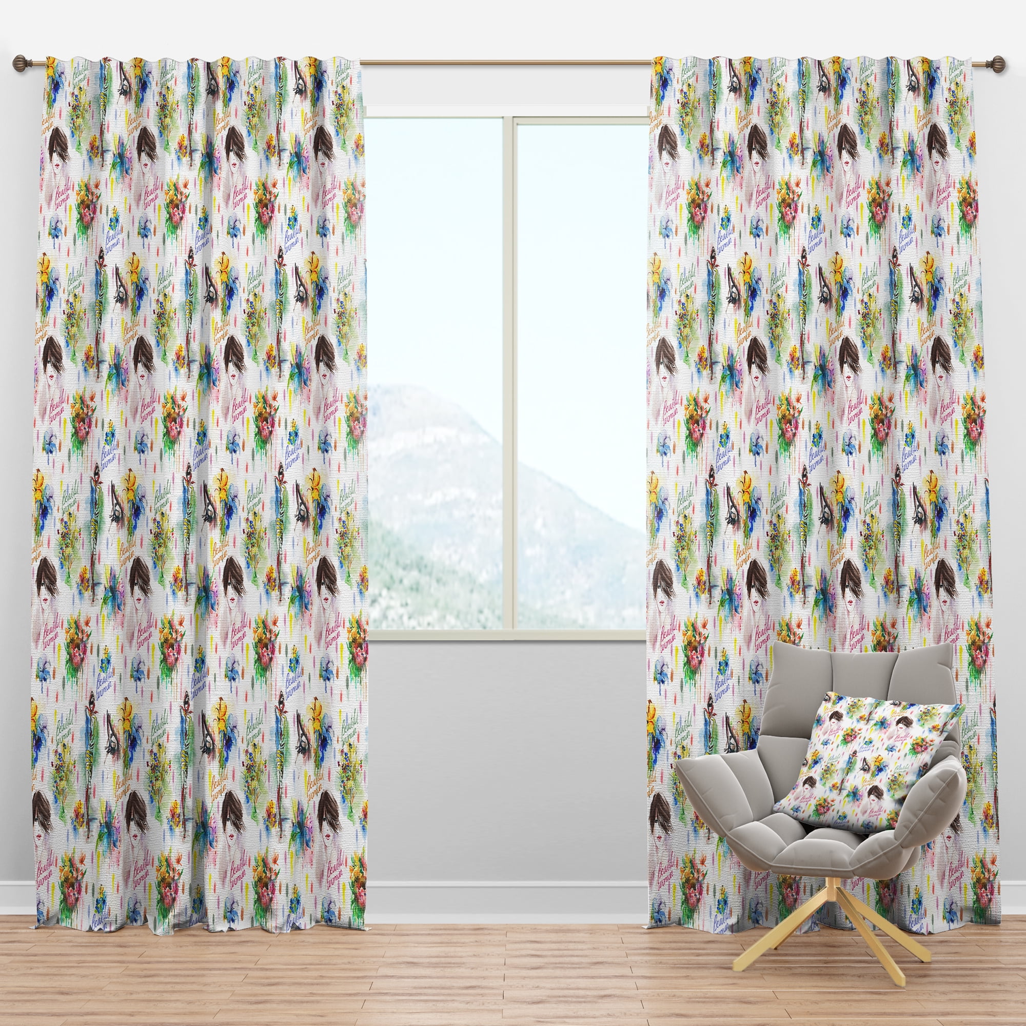 Designart 'Fashion and Beauty Pattern' Modern Blackout Curtain Panel