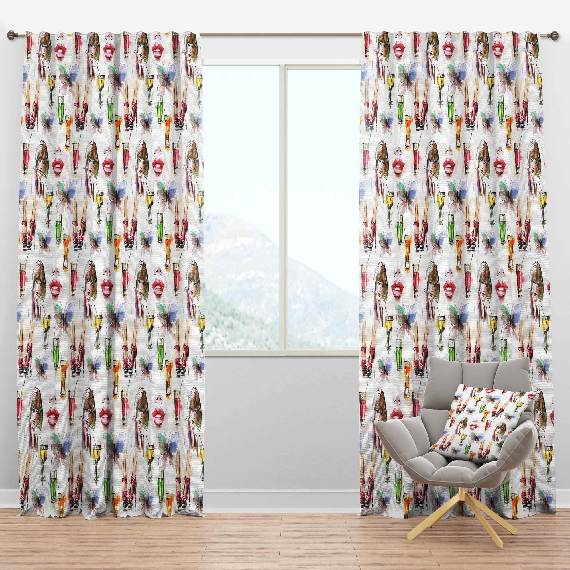 Designart 'Fashion and Beauty Pattern With Girls' Modern Blackout Curtain Panel