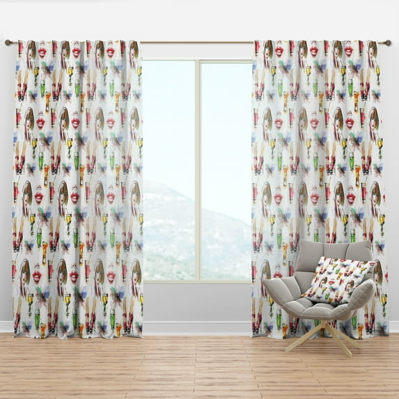 Designart 'Fashion and Beauty Pattern With Girls' Modern Curtain Panel