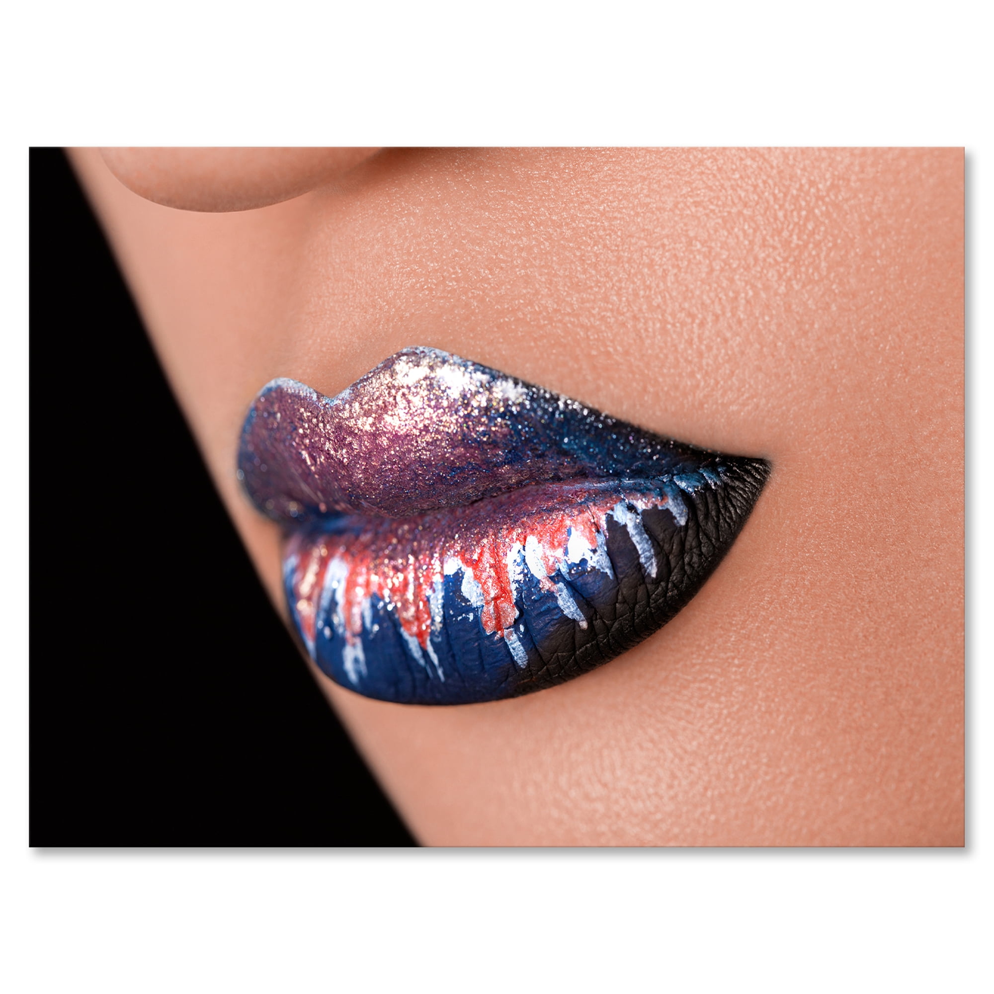 Designart ' Fashion and Creative Make Up On Woman Lips ' Modern Canvas Wall Art Print