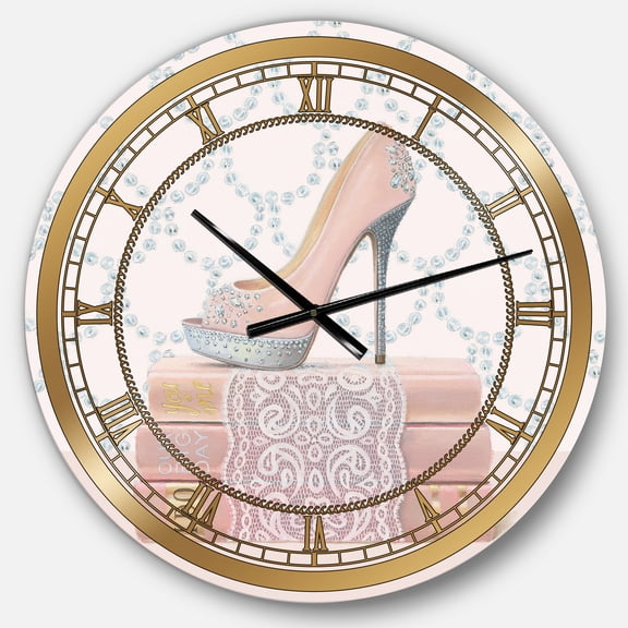 Designart 'Fashion and Glam Shoes II' Glam wall clock