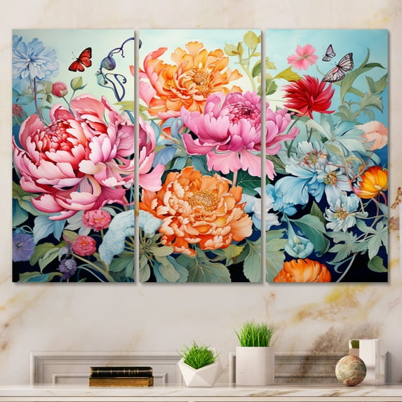 Designart "Fashion botanic Splendor" Abstract Botanicals Art Living Room Set