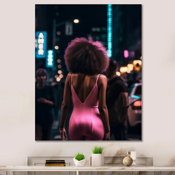 Designart "Fashionable African American Woman II" African American Woman Wall Decor