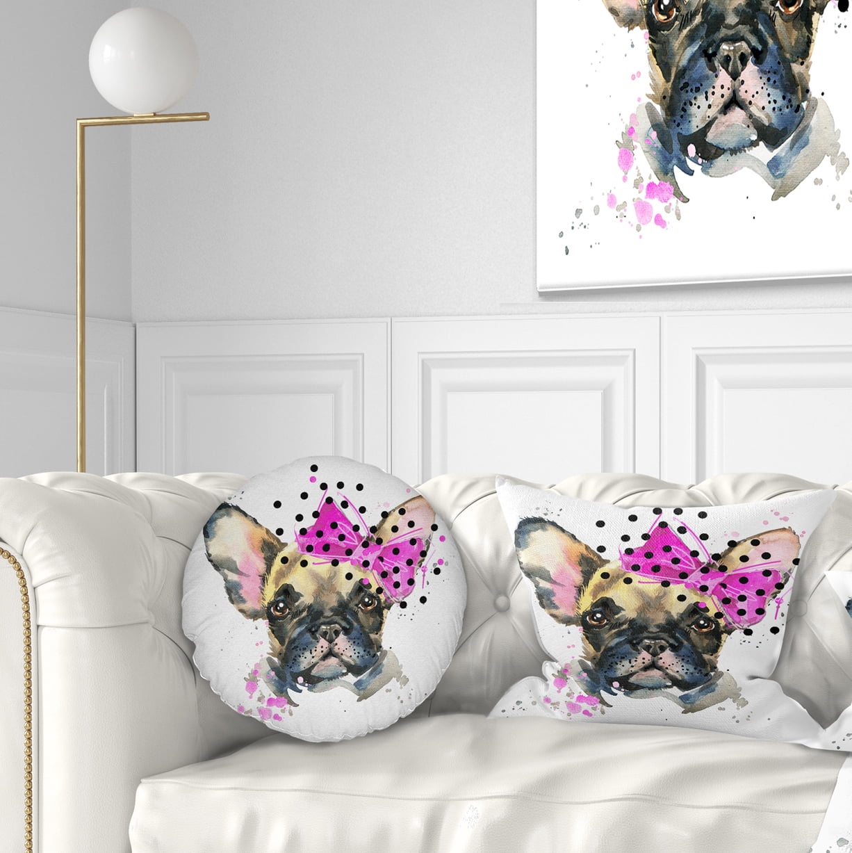 Designart Fashionable French Bulldog - Animal Throw Pillow - 12x20