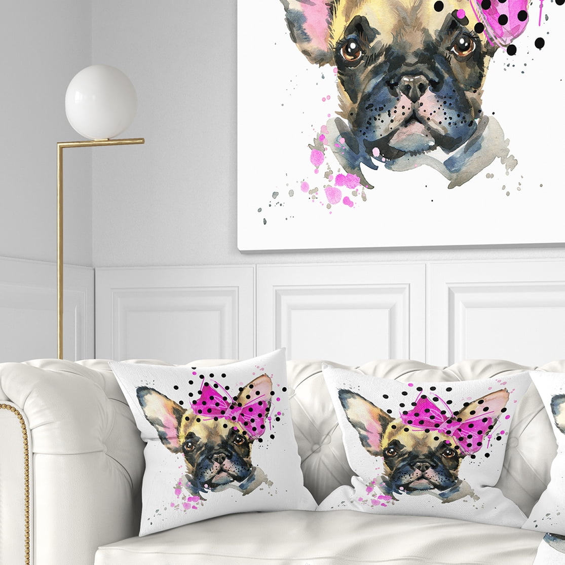 Designart Fashionable French Bulldog - Animal Throw Pillow - 16x16