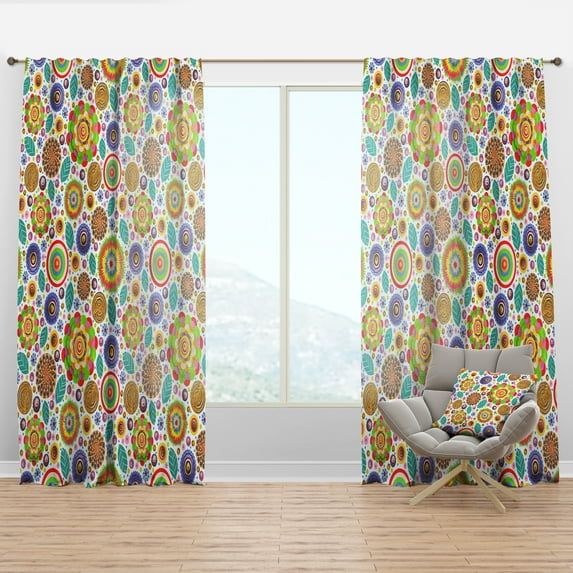 Designart 'Fashionable Pattern Flowers ' Bohemian & Eclectic Curtain Panel