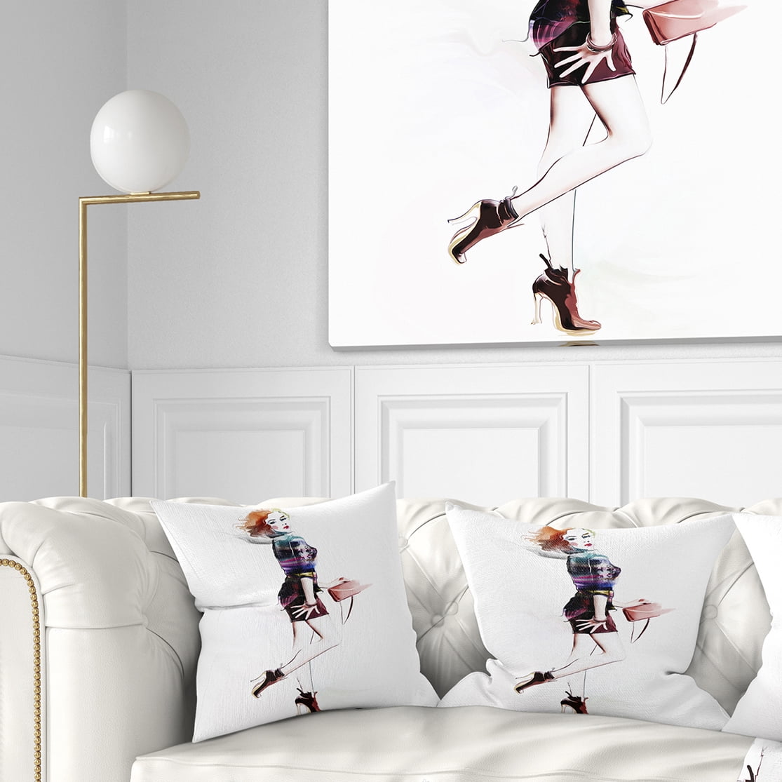 Designart Fashionable Young Girl - Abstract Portrait Throw Pillow - 16x16