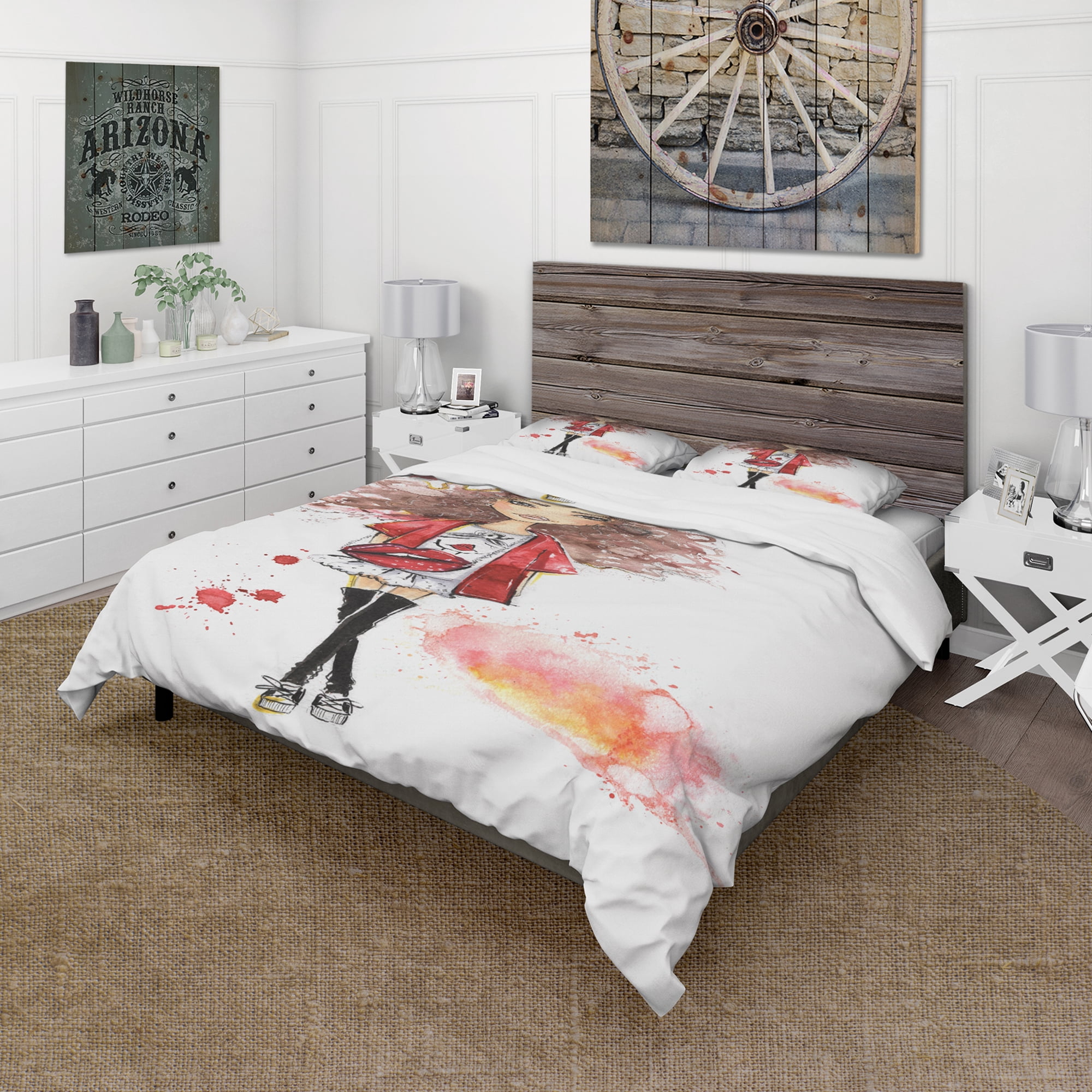 Designart 'Fashionable teenage girl' Glamour Duvet Cover Set