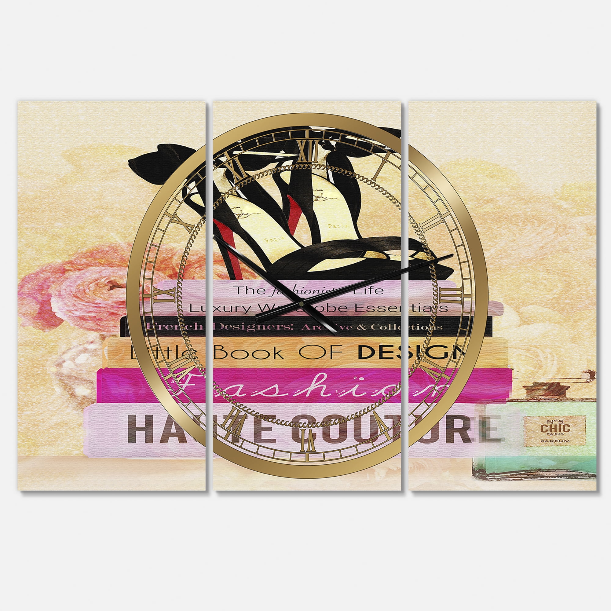 Designart 'Fashionista Reads 2' Oversized Fashion Wall Clock