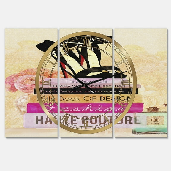 Designart 'Fashionista Reads 2' Oversized Fashion Wall Clock