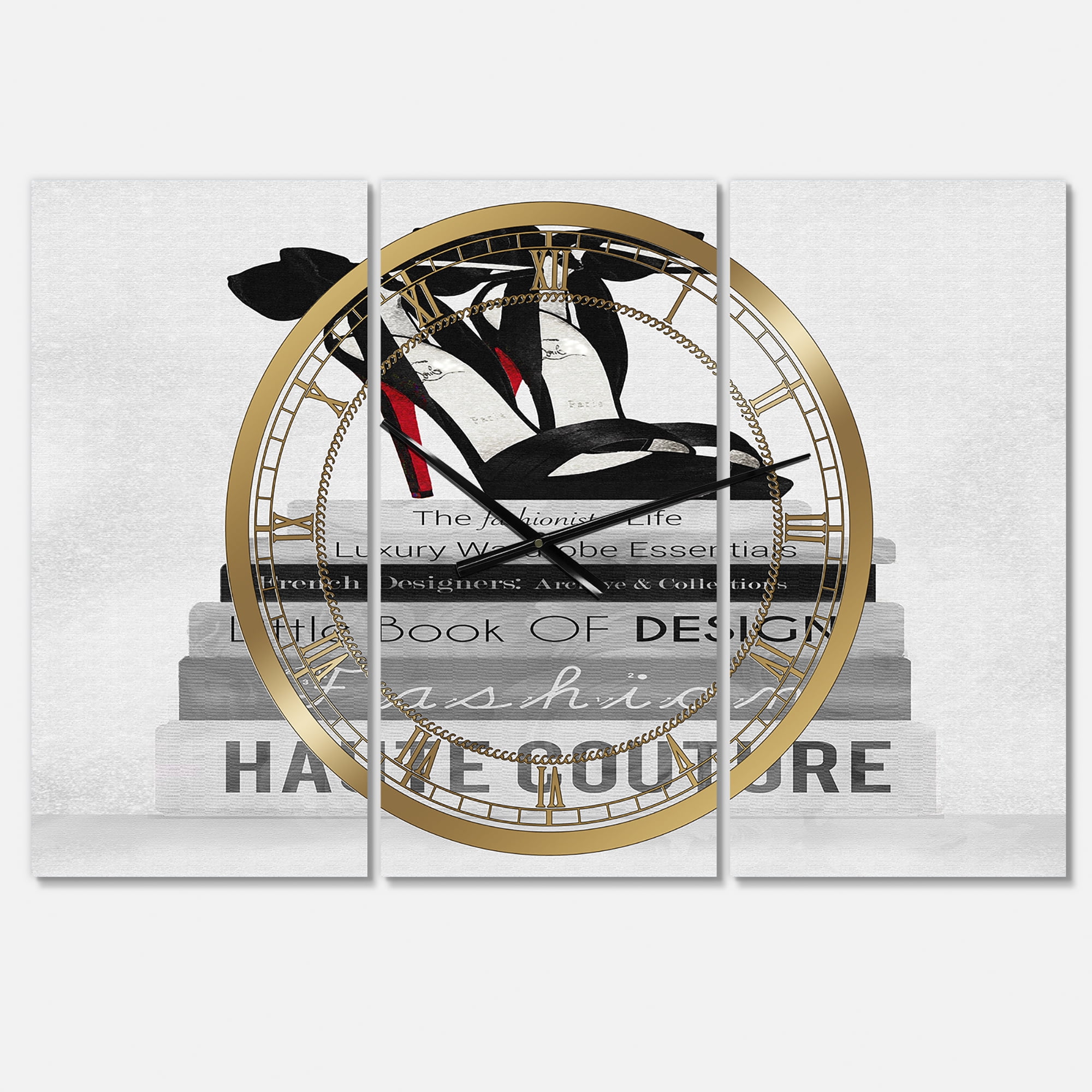 Designart 'Fashionista Reads 3' Large Fashion Wall Clock