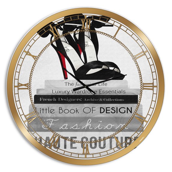 Designart 'Fashionista Reads 3' Oversized Fashion Wall Clock