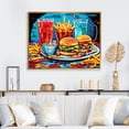 thumbnail image 1 of Designart "Fast Food Feast Pop Art Hamburger Meal II" Food & Beverage Floater Framed Canvas Print, 1 of 7