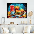 thumbnail image 1 of Designart "Fast Food Feast Pop Art Hamburger Meal II" Food & Beverage Floater Framed Canvas Print, 1 of 7