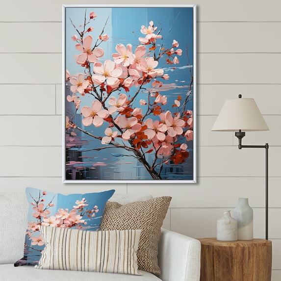 Designart "Fauvist Fusion Of Pink Dogwood II" Dogwood Floater Framed Canvas Wall Art
