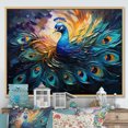 thumbnail image 1 of Designart "Feather Drips Peacock II" Animals Floater Framed Canvas Print, 1 of 7